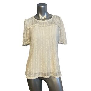 Shannon Ford New York Elegant winter white Lace lined Women's Top. Size SP